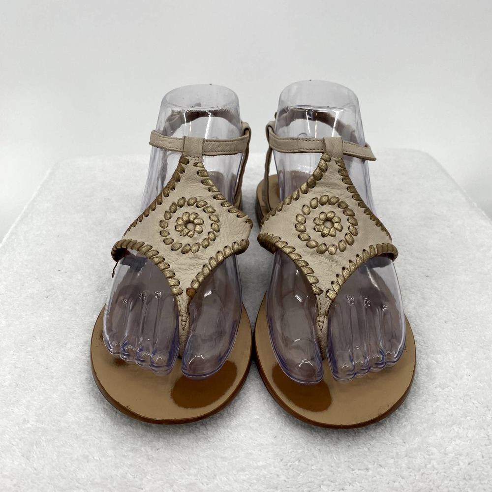 Jack Rogers Maci Flat Sandals Bone & Gold - Size 7M